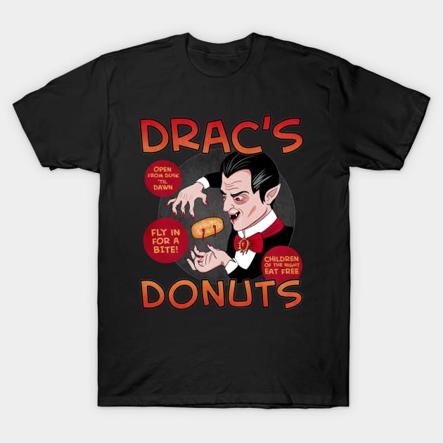 Drac's Donuts T-Shirt by LeMae Macabre